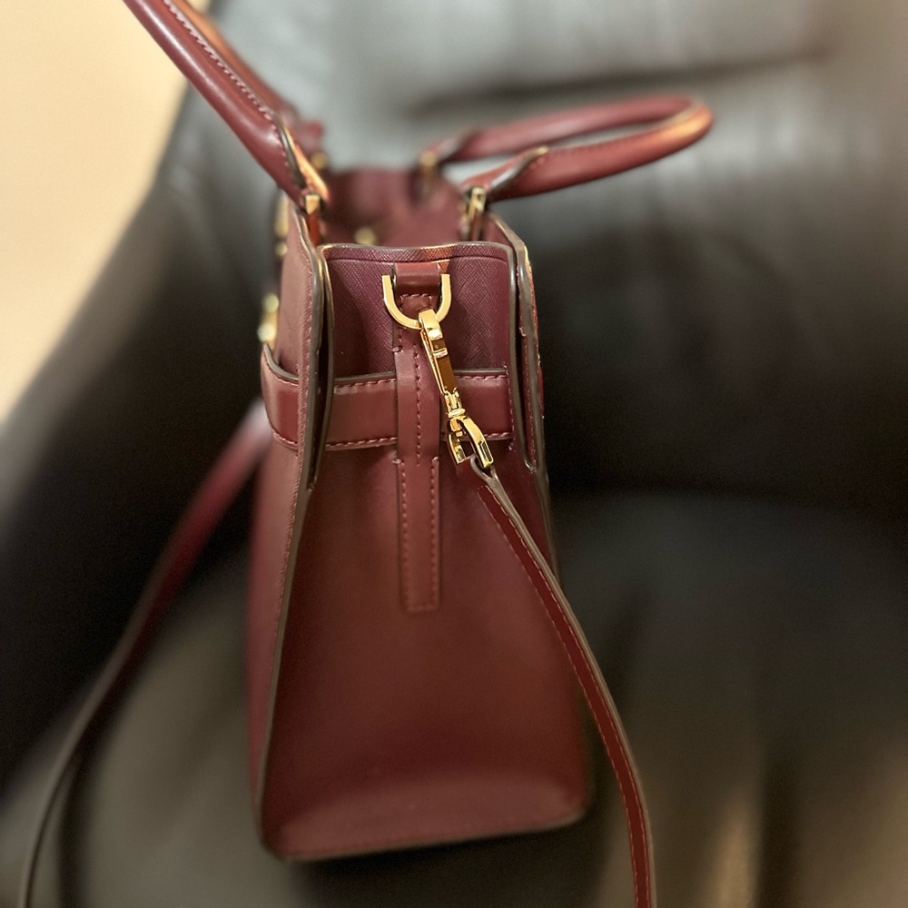 Michael Kors Rayne Satchel Bag in Burgundy Merlot - Picture 7 of 11